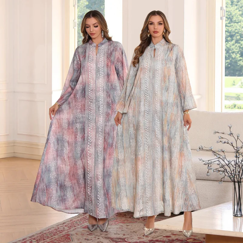 

Muslim Women's Dress islamic clothing middle eastabayaElegant and fashionable printed sequin robe