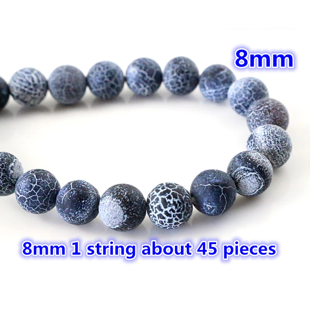 4mm 6mm 8mm 10mm Natural Volcanic Stone Navy white Stone Round beads For jewelry making Wholesale and Retail