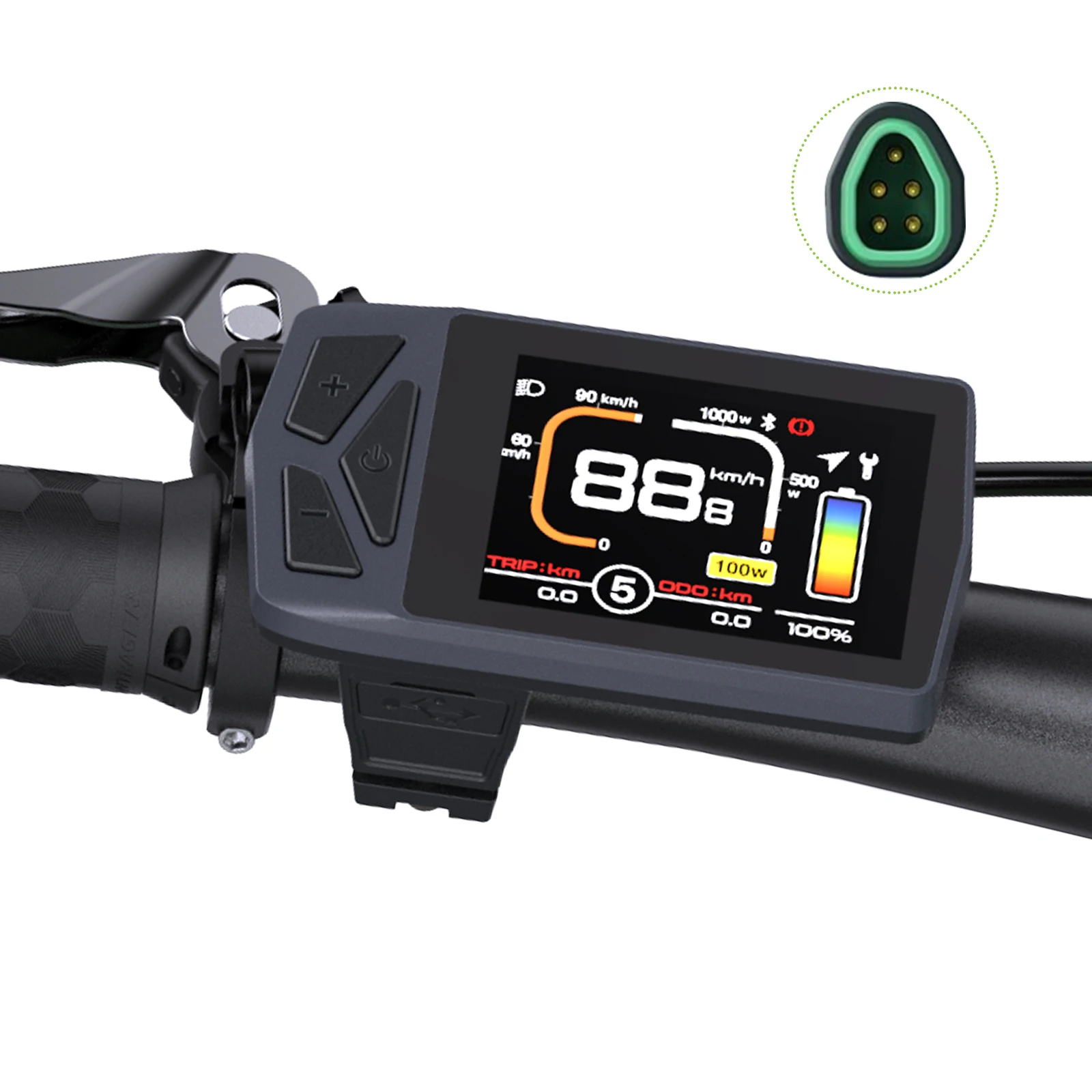 E-Bike EKD01 Display CAN-Protokoll mit Bluetooth-Navigation E-Bike-Computer 9 PAS 2,4 Zoll für BAFANG Mittelmotor 5-Pin Stecker Dreieckig – Detail 1