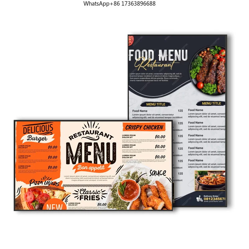 VETO Ultra-slim Thickness 28.5mm No Bezel Android Digital Menu Board LCD Advertising Display 43 55 Inch UHD Digital Signage