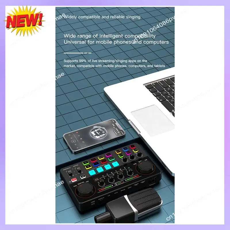 T24C New H500 Sound Card Live Broadcast 12 Electronic Tone Sound Card Audio Soundcar Voice Changer For Mobile Phone Computer
