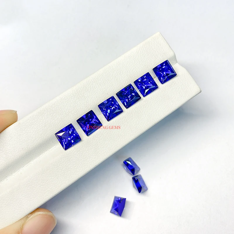 Lab grown gem SQ princess Cut shape royal blue color high quality Sapphire loose gemstones for Jewelry making material