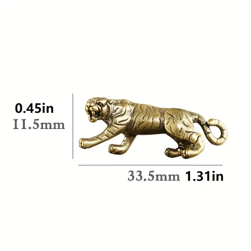 Brass Tiger Figurine Collectible Ideal Decor Indoor Outdoor Versatile Placement Vintage Keychain Pendant Zodiac Tiger Statue