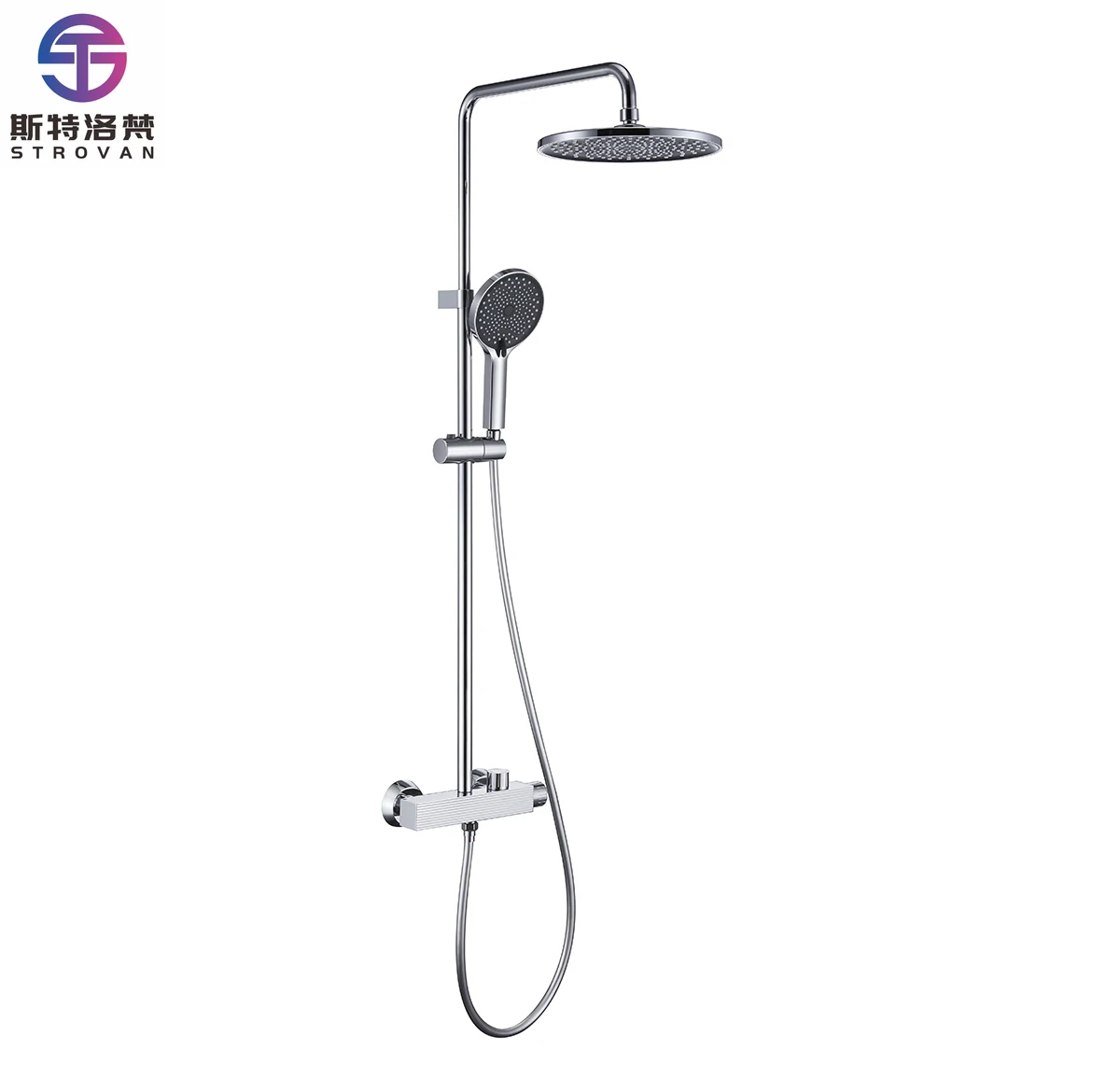 

Smart Bathroom Exposed Chrome Brass Bathroom Rain Shower Column System Faucet Mixer Tap Taps Kits Shower Faucet Set
