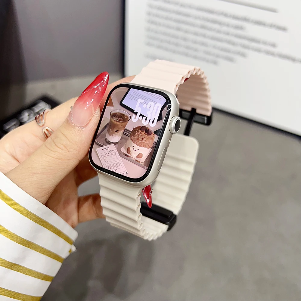 Pasek Ocean do Apple Watch 10 9 8 Ultra Band 46 mm 45 mm 49 mm 44 mm 41/42 mm Sportowa silikonowa bransoletka magnetyczna iWatch Series se 7 6