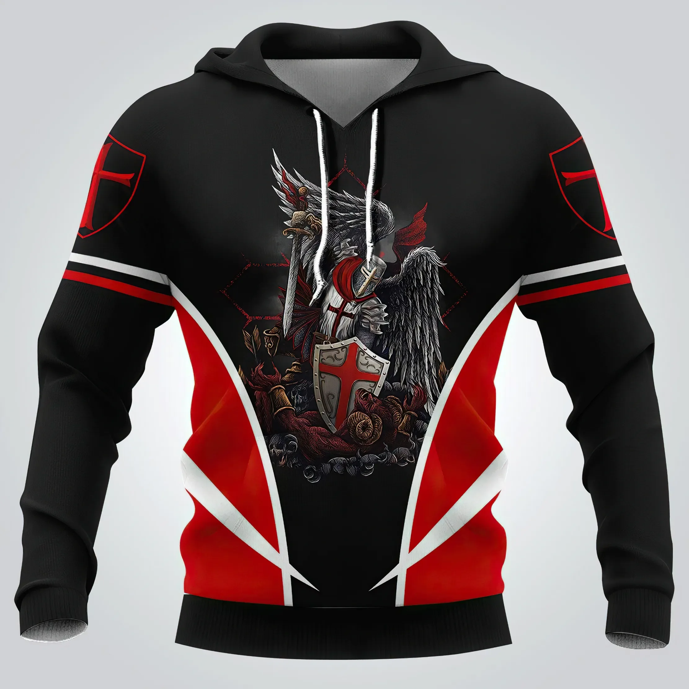 Knights Templar Men's Hoodie 3D Print Oversized Sweatshirt 2024 New Fashion Loose Jacket Pullover Casual Hooded Streetwear Tops