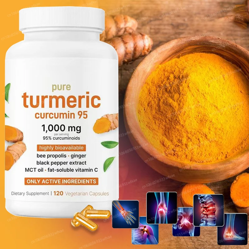 

120Pills Turmeric Curcumin with Black Pepper Capsules 6-in-1 Joint Heart Health Vitamin C Skin Care