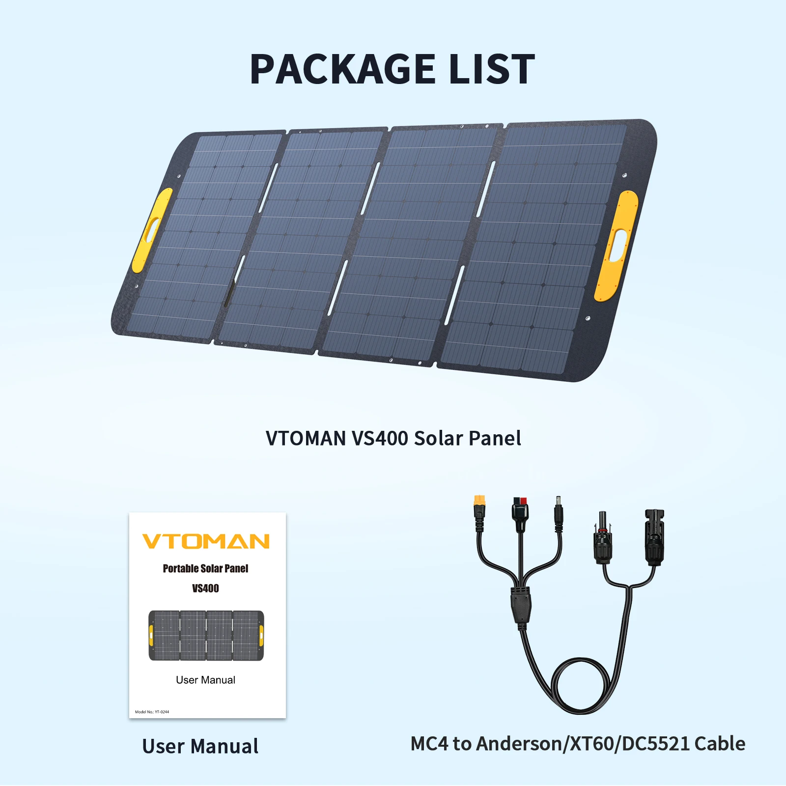 VTOMAN VS400W Opvouwbare zonnepanelen Cel 40,32V Draagbaar zonne-oplaadpaneel Complete set voor buitentoerisme Power Station
