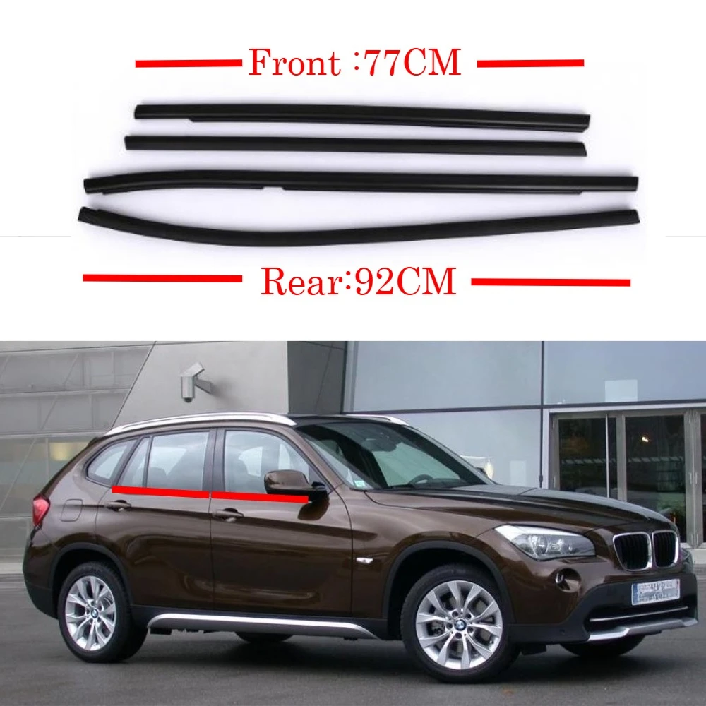 4 Pcs Black Window Outer Weatherstrip Seal for BMW X1 E84 2009-2015 Glass Molding Trim 77cm 92cm