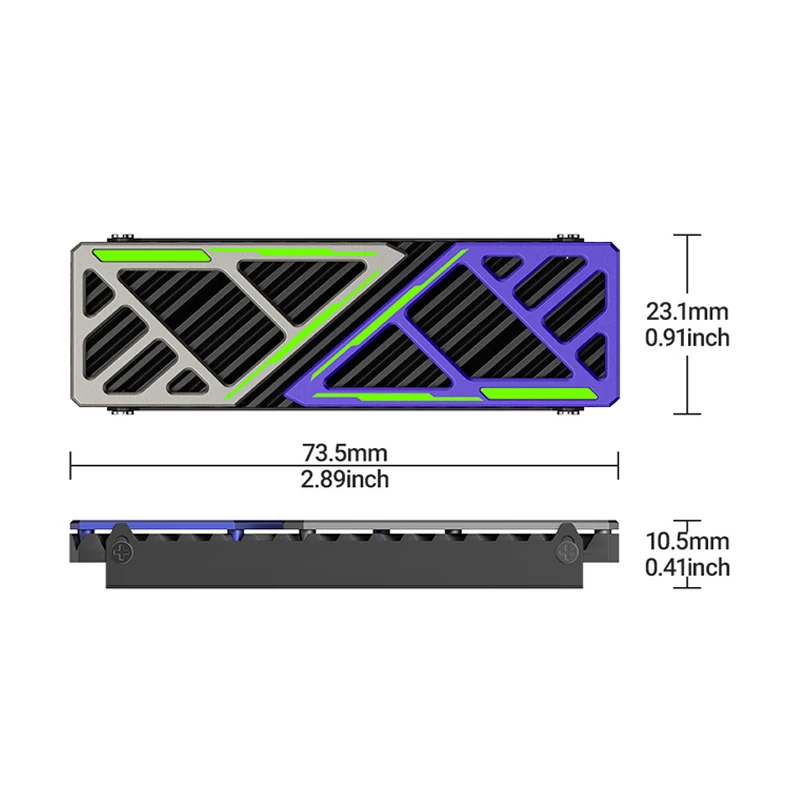 Dazzcold M.2 SSD Heatsink 2280 NVME NGFF Radiator Magnesium Aluminum Alloy PC Efficient Cooler + Thermal Silicone Pad, Blue/Red