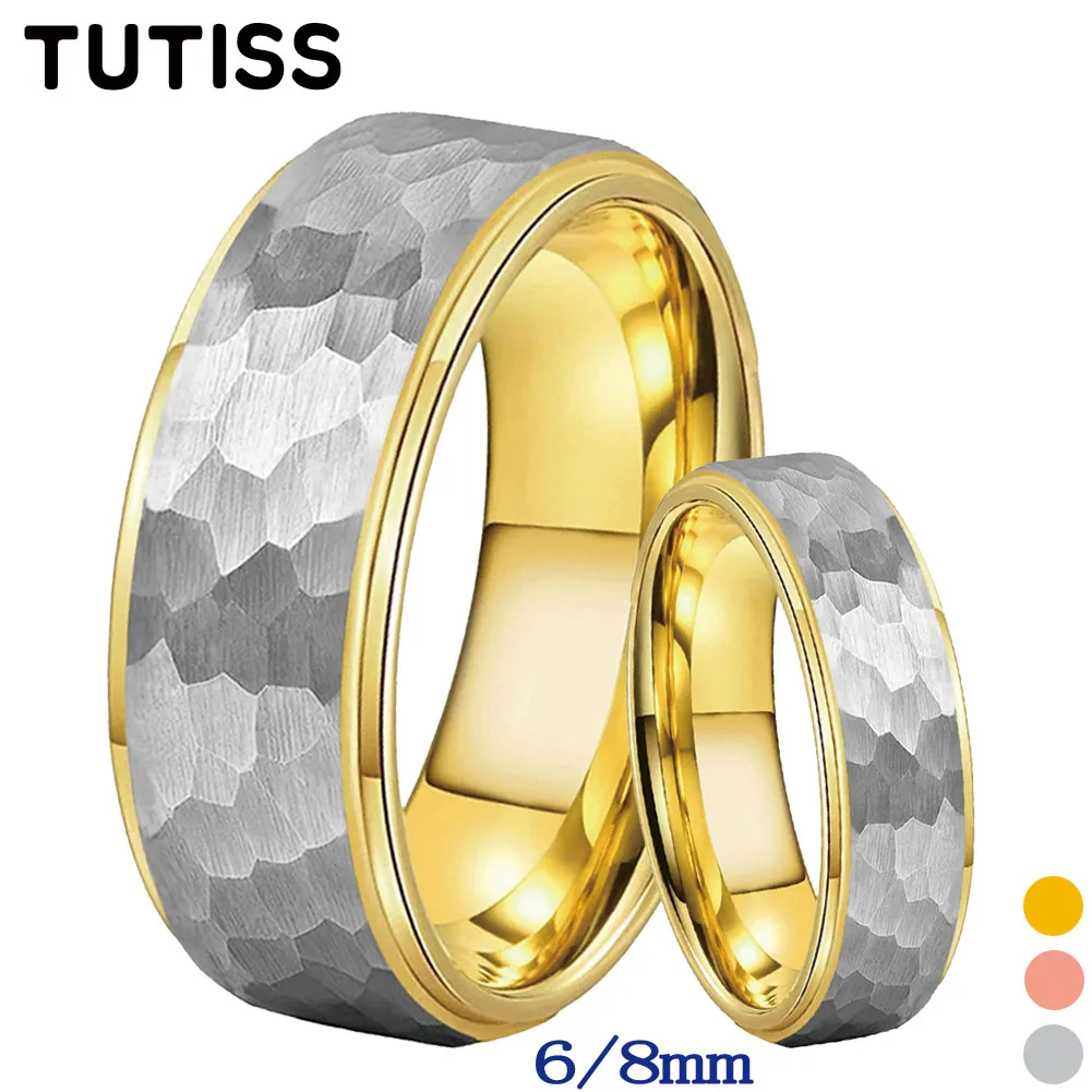 

TUTISS Classics 6MM 8MM Nice Hammer Ring Tungsten Carbide Band Men Women Cool Daily Life Jewelry Comfort Fit Fast Shipping