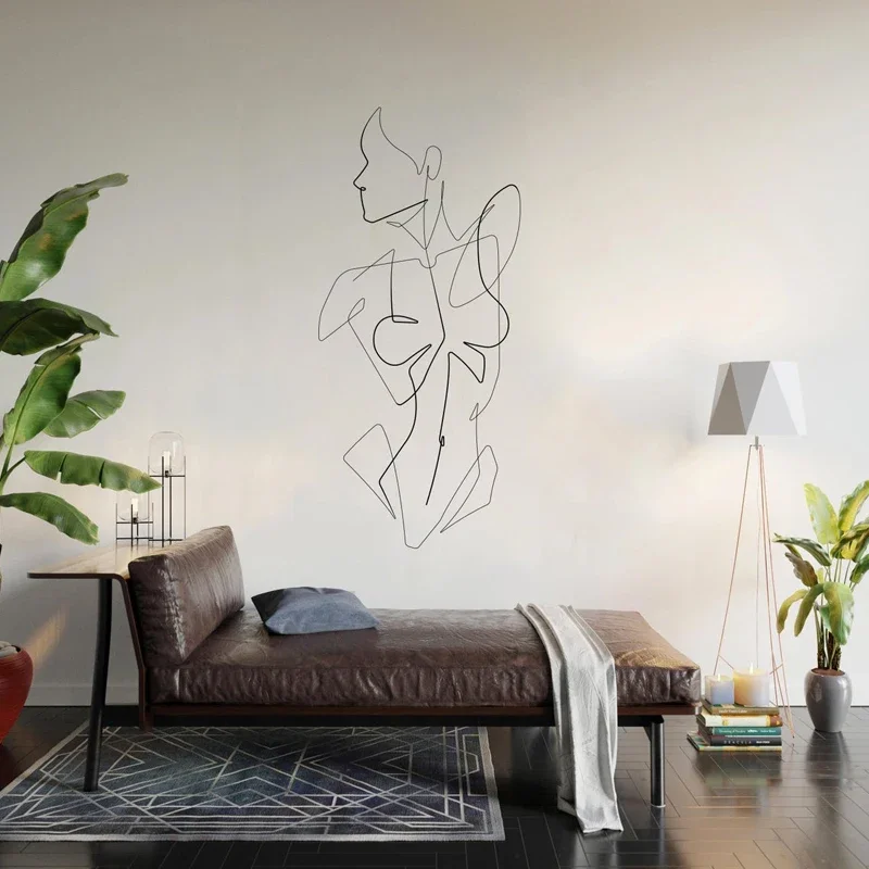 

Modern Minimalistic Wall Art Nude Female One Line Single Vinyl Wall Decal Sticker E507