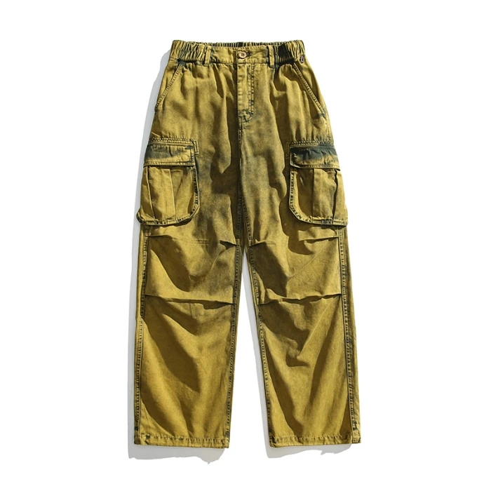 

270 г/м2 100% хлопок, парусиновые широкие брюки-карго для пар - водонепроницаемые прямые брюки унисекс, осенняя уличная одежда
