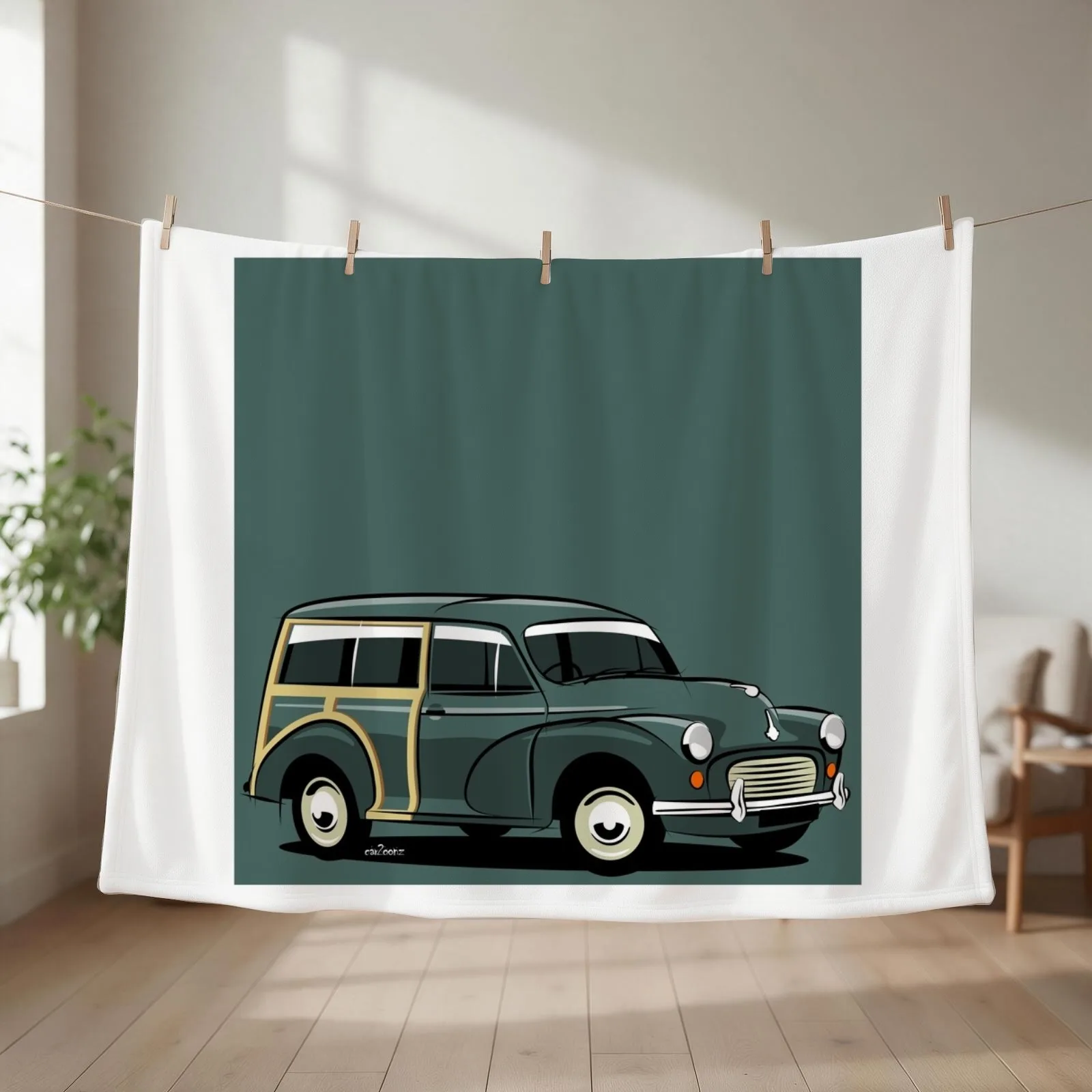 Morris Minor 1000 Traveller green Throw Blanket couch cozy soft plush fuzzy picnic outdoor blanket