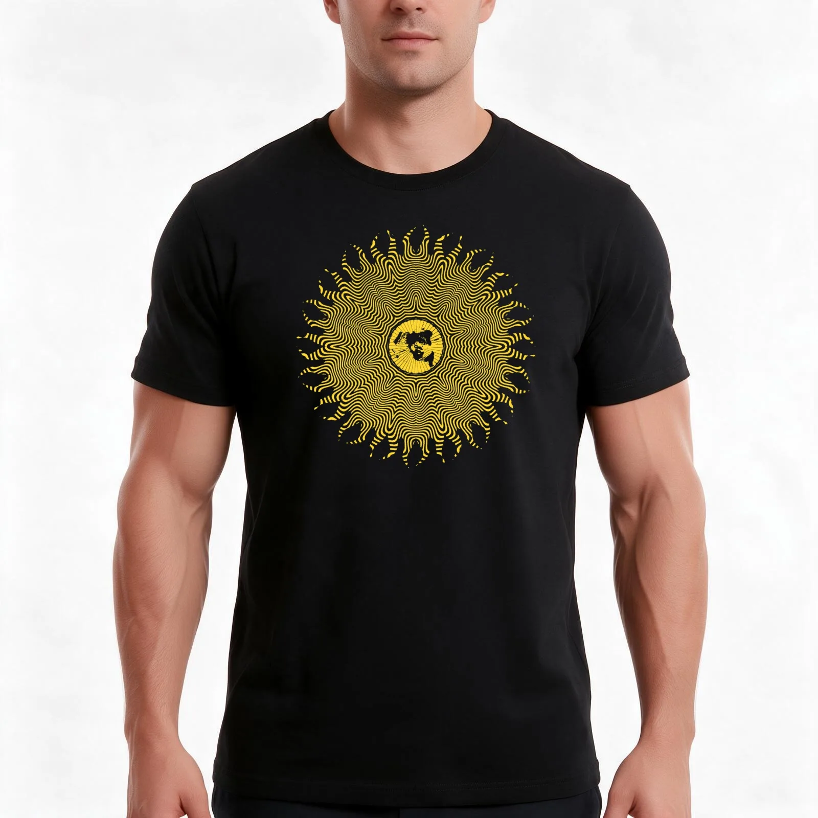 Flat Earth Favorite Map Sun Logo T-Shirt, Summer Casual Cotton Tee, Oversized Streetwear Tops, Vintage Graphic Print