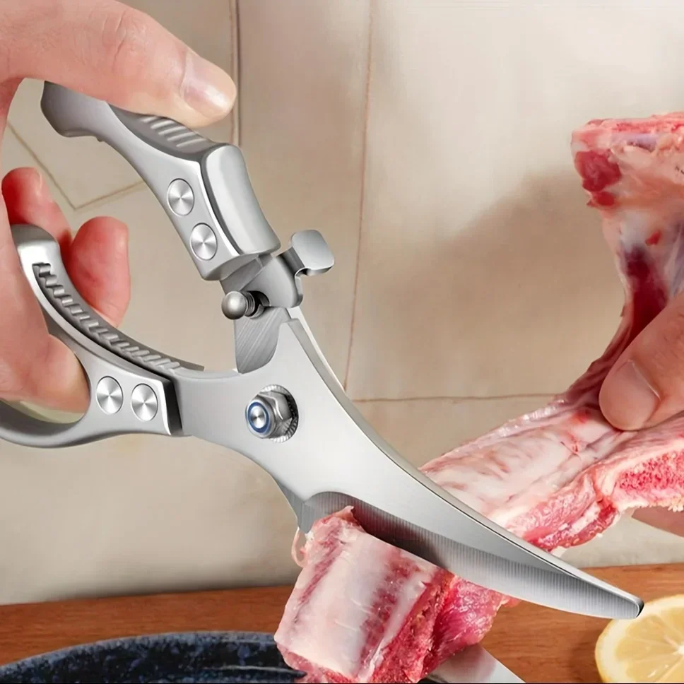 

Kitchen Scissors Multifunctional Chicken Bone & BBQ New Sharp and Durable Household Stainless Steel Strong Scissors Outdoor Use