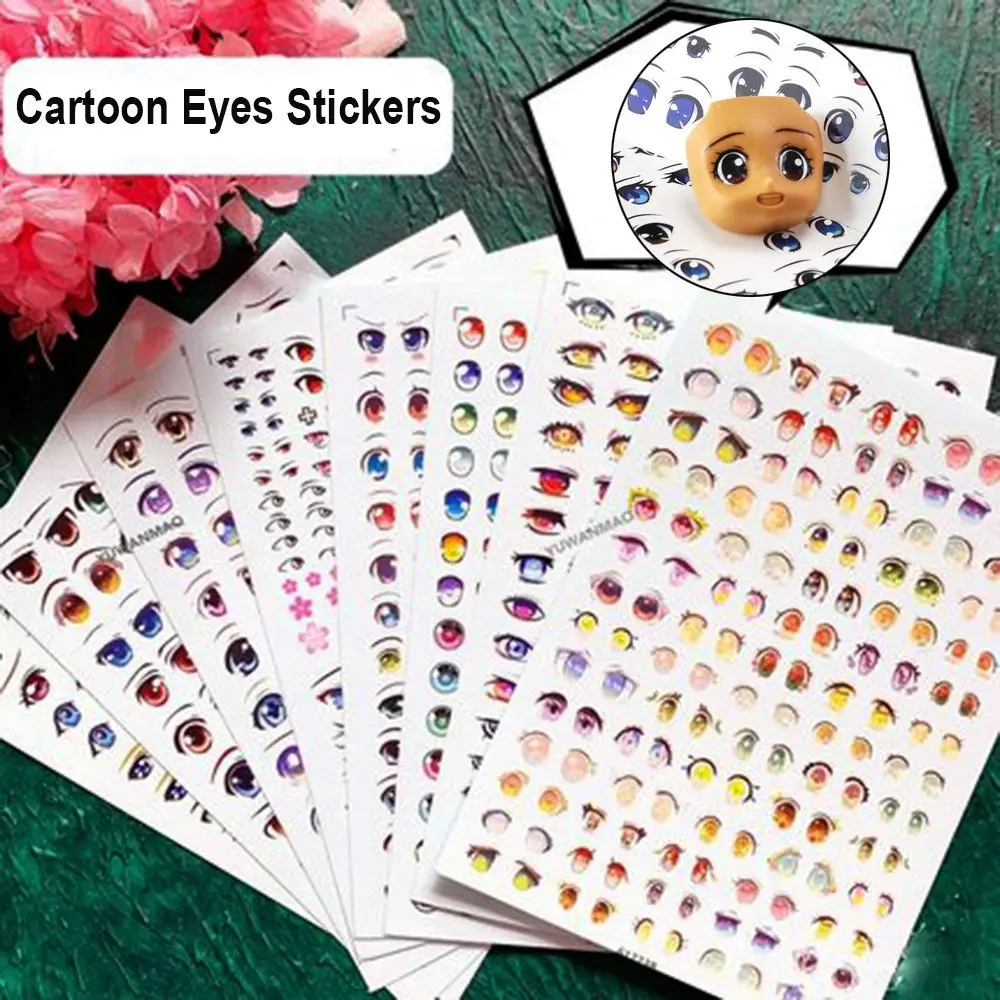 1 Sheet Multistyles DIY Doll Accessories Anime Figurine Doll Cartoon Eyes Stickers Face Organ Paster Cute Sticker Clay Decals