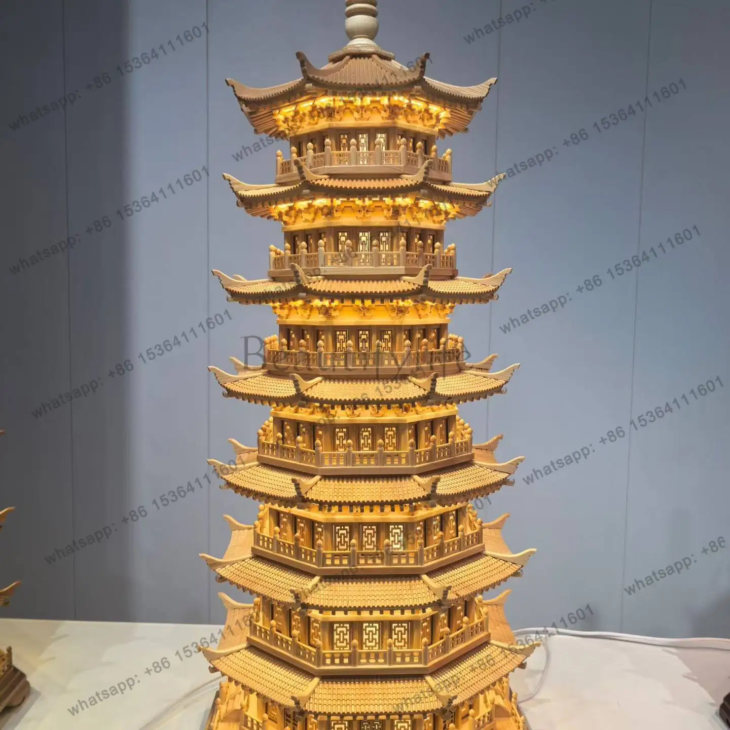 Chinese wood carving ancient building model home decoration factory direct sales