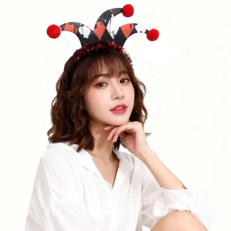 

A52E Красочный валяный головной убор клоуна с кисточками для украшения волос для вечеринки для малышей