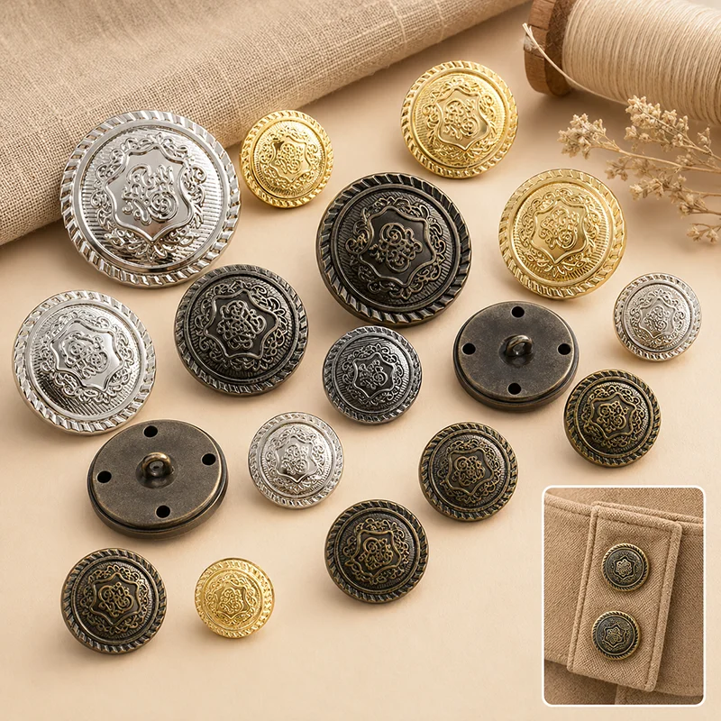 

30/50Pcs 15-25mm Retro Metal Shank Buttons Antique Coat Shirt Jeans Bag Decoration Buckle Clothing Sewing Accessories Parts Set