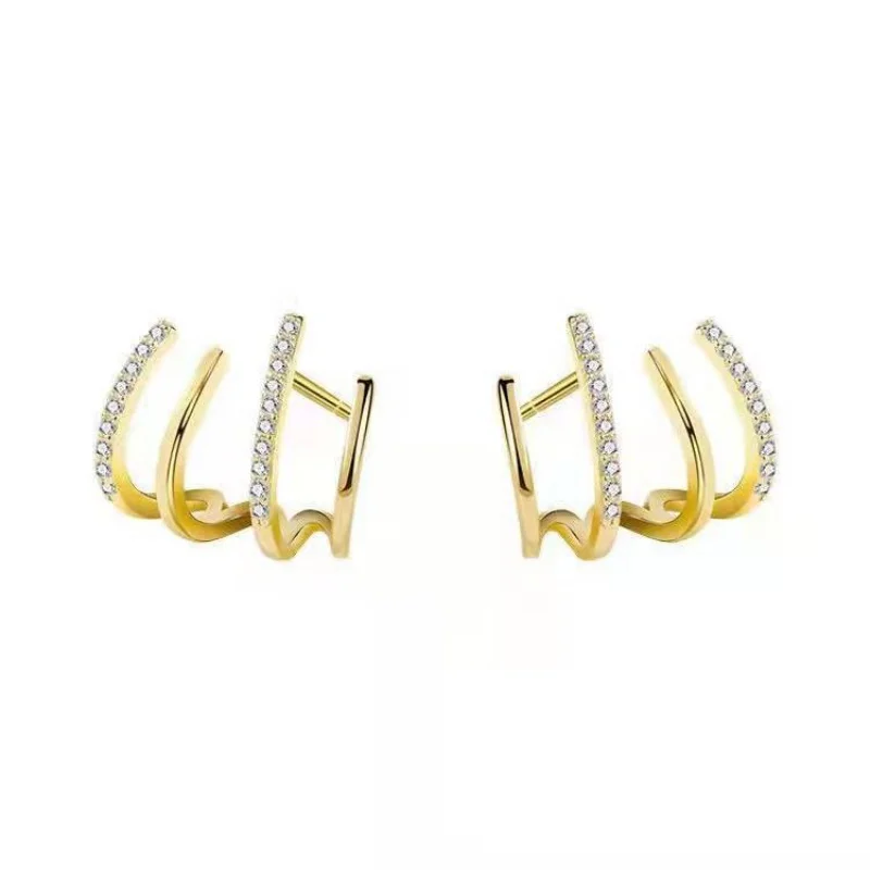 

Women's High-Class Luxury Silver Claw Stud Earrings with Zircon Fashion Accessory for Parties
