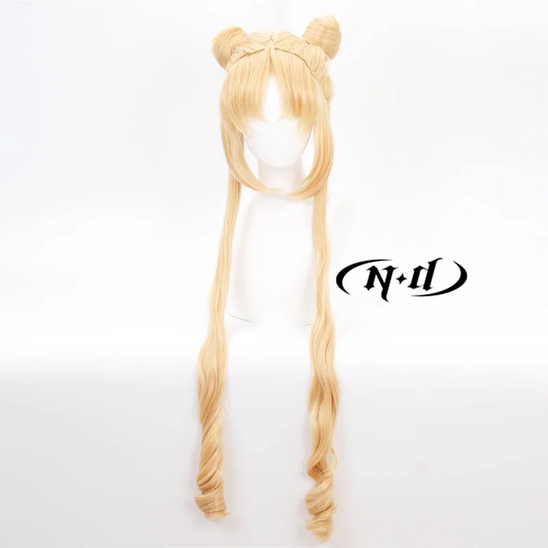 ND Usagi Tsukino تأثيري الباروكات بحار القمر أنيمي تأثيري طويل شقراء خصلات الشعر المستعار ل كوميك كون Coser مقاومة للحرارة الاصطناعية
