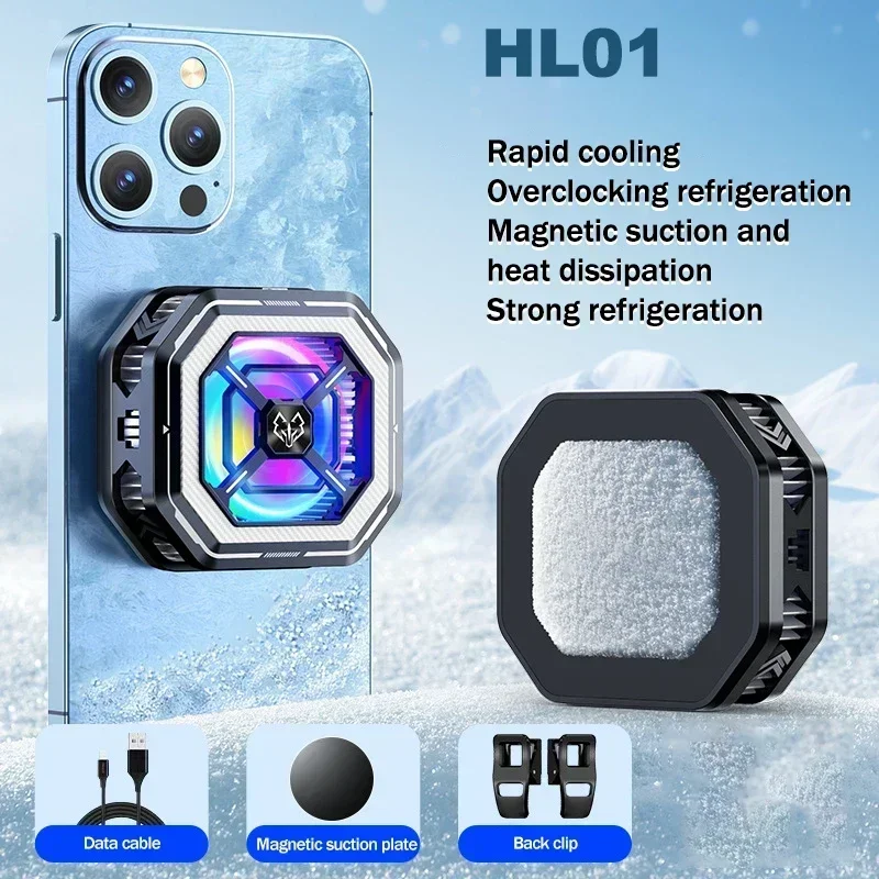 HL01 Mobile Phone Semiconductor Magnetic/ Back-clip Cooling Radiator PUBG 15W Freeze Game Cooler for IOS Android Cool Heat Sink