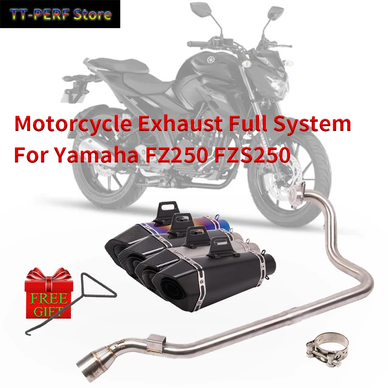 Motorcycle Exhaust Modified Full System Link Pipe Slip on For Yamaha FZ250 FZS250 Moto Escape Muffler 51mm DB Killer Stainless