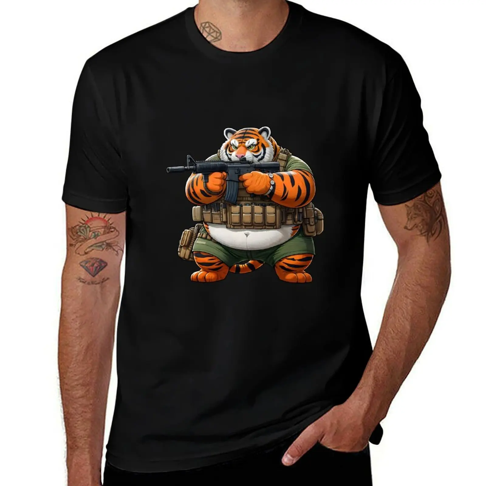 Tactical Tiger T-Shirt Fashion Print Casual Short Sleeve