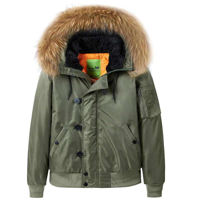 Winter Cotton Thick Pilot Jackets for Men Casual Hooded Loose Coats Baseball Jacket Men\'s Jackets