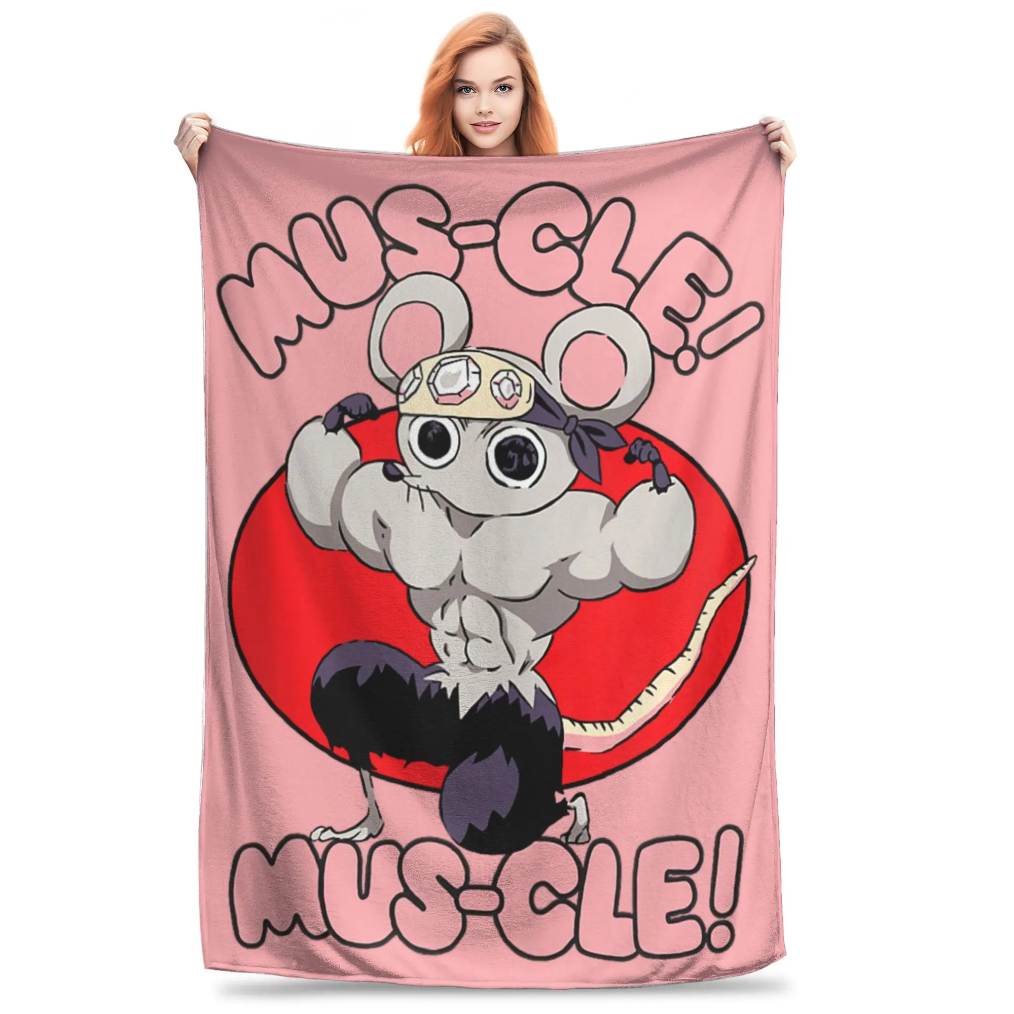 1PC Mens Demon Slayers Kimetsu no Yaiba Muscle Mouse Funny Anime Tank Top Winter Blankets for Bedding Home Interior Sofa Knee