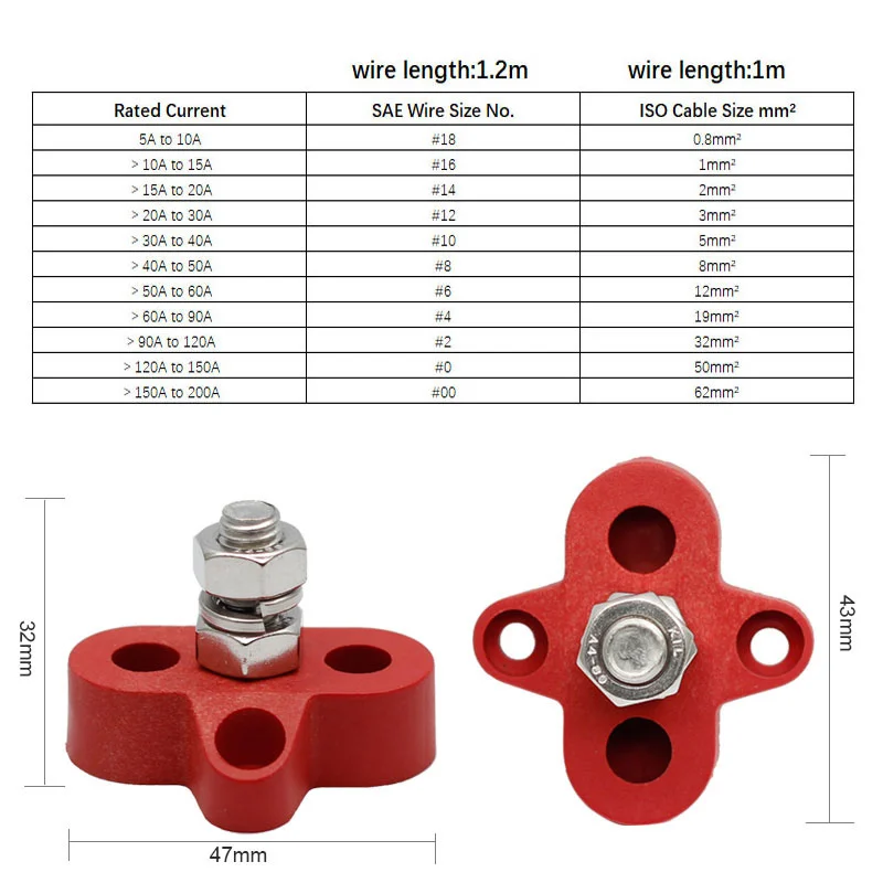 48V DC M8 Lithium Battery Connector Single Heavy-duty Bus Bar Terminal