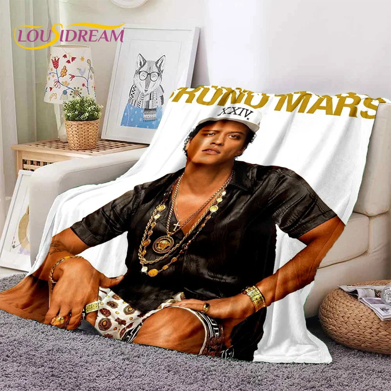 Bruno Mars 3D Singer Star Soft Flannel Blankets,Throw Blanket Comfortable Blanket for Picnic Beds Home Bedroom Cover Kids Gift