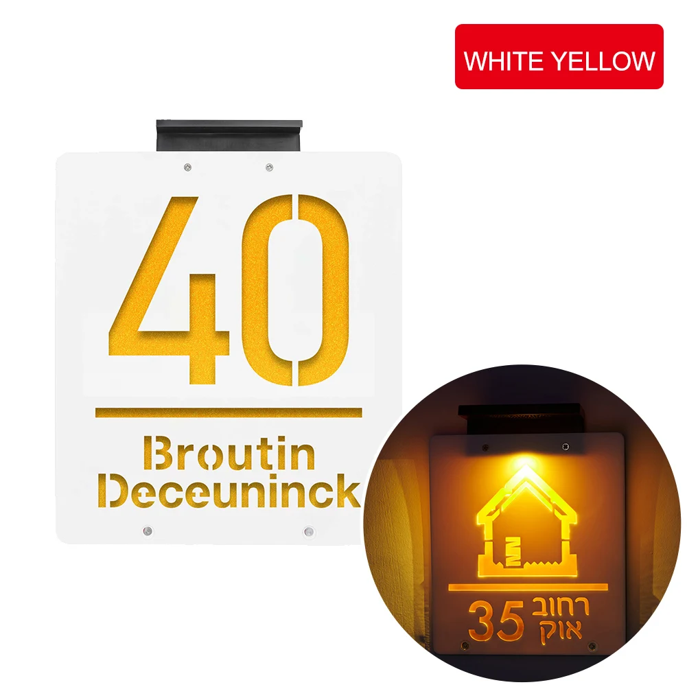 Huisnummer led verlichting solar Gepersonaliseerde huisnummer naambordje voordeur huisnummerbordje LED huisnummer solar led huis