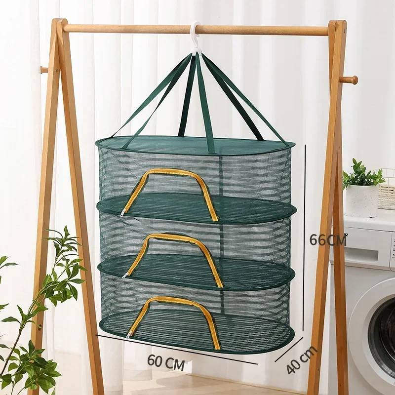 Multifunctional Portable Foldable Muti-layer Hanging Drying Net For Dry Goods Vegetable Fruit Herbs Clothing Non-toxic Polyester