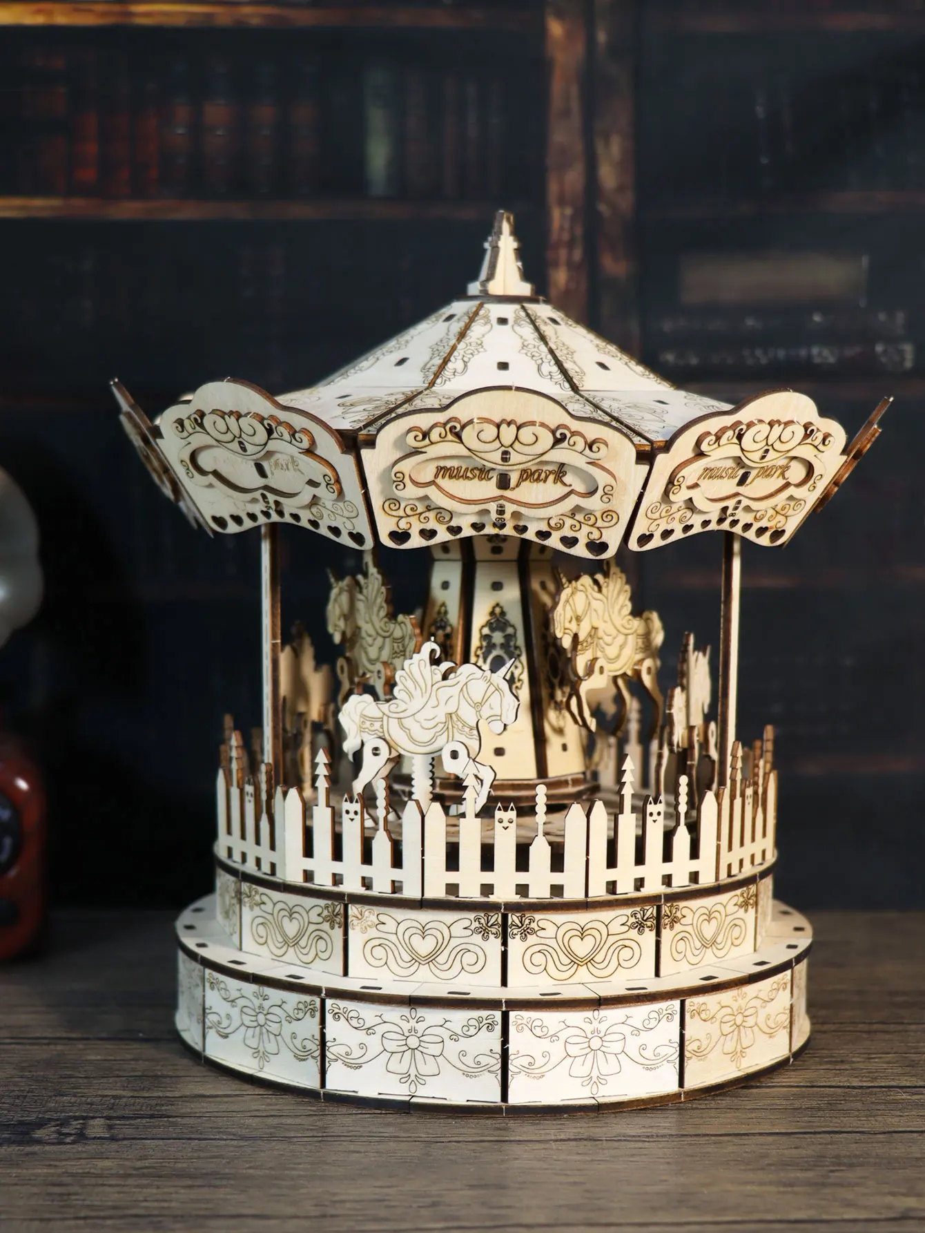Carillon con carosello puzzle in legno 3D Kit modello You Are My Sunshine per adulti Compleanno Natale Regalo unico per le donne