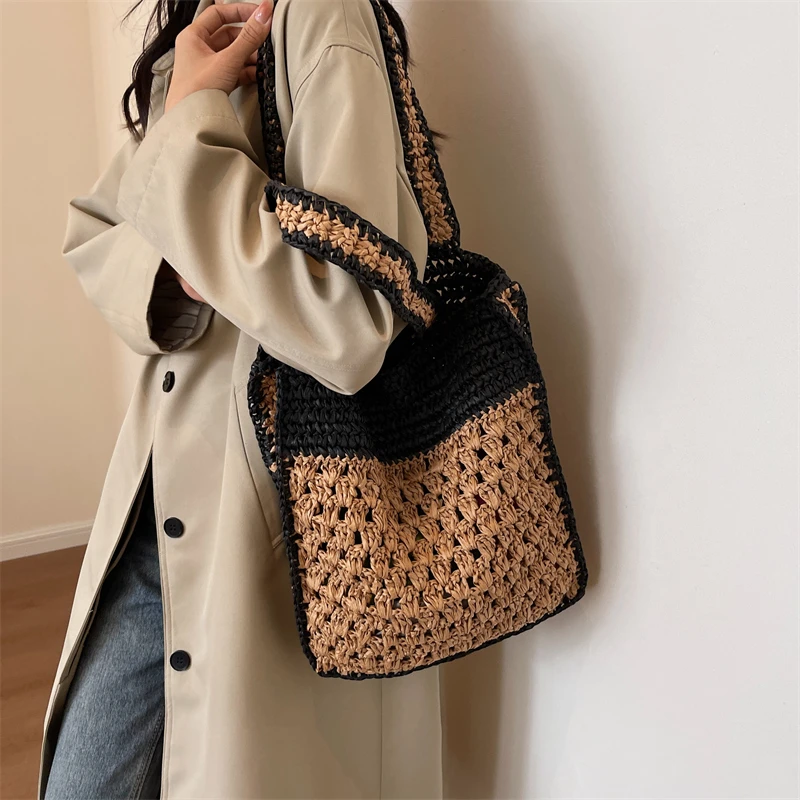 Trendy Designer Straw Beach Shoulder Bags Women Handbags and Purses 2023 New Trendy Summer Travel Holiday Bags High Quality