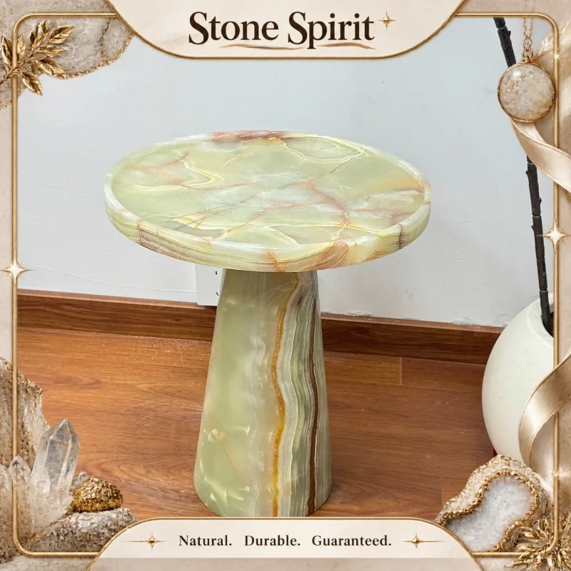 【Natural】Modern Minimalist Natural Marble Light Luxury Side Table Compact Coffee Table Bedside Table Plant Stand for Small Space