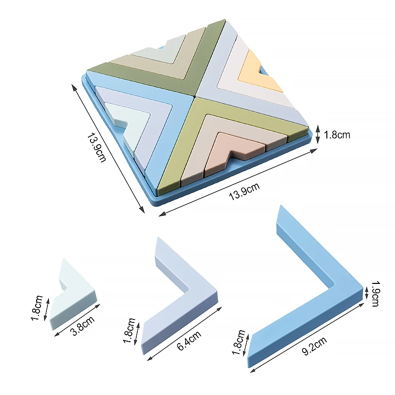 Bloques de construcción de apilamiento, juguete de construcción de silicona, bloques triangulares, plataforma, juguetes educativos Montessori, regalos para bebés