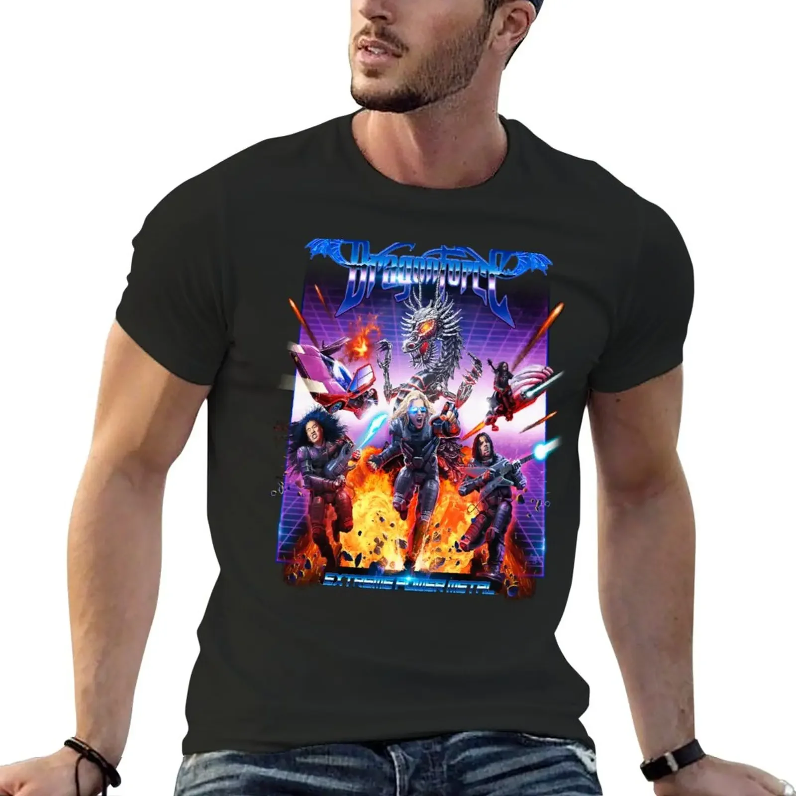 New Dragonforce - Extreme Power Metal TShirt oversized t shirt man hot sale t-shirt vintage clothes mens clothes Round Neck 2024