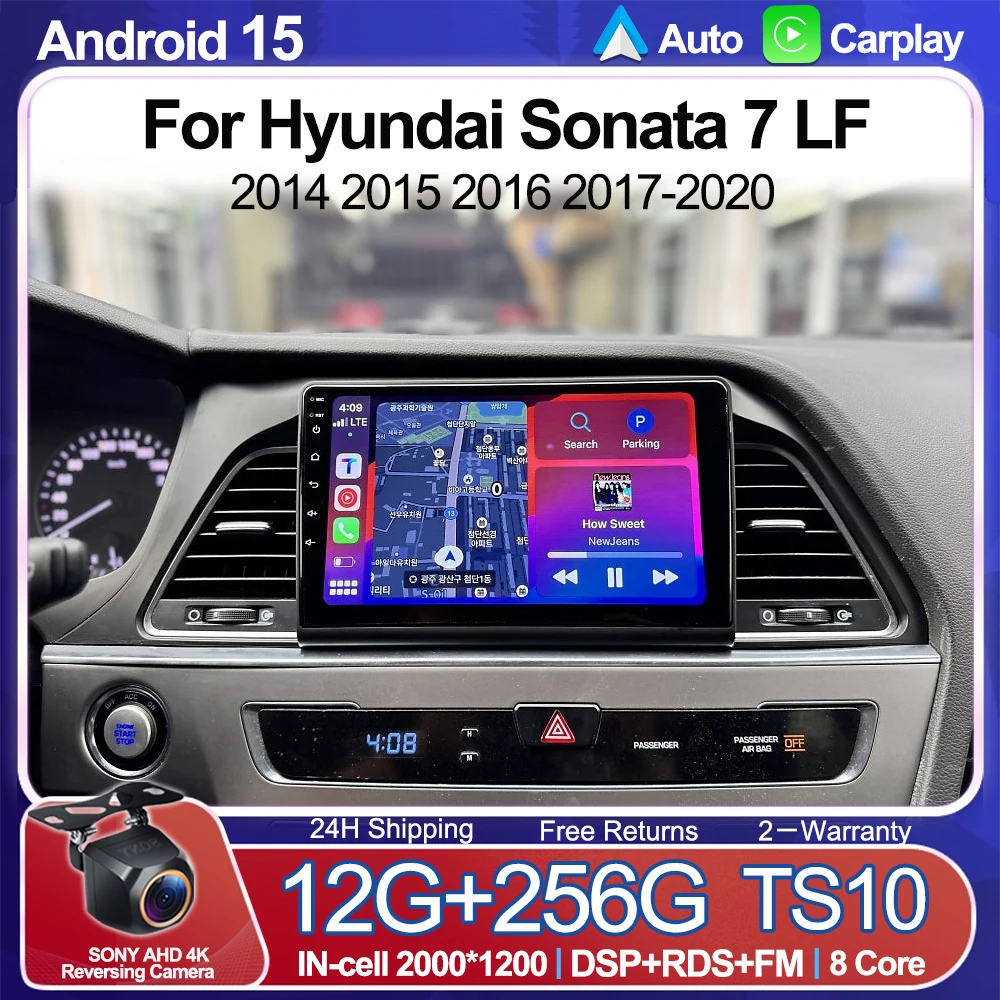 

Android 15For Hyundai Sonata 7 LF 2014 2015 2016 2017-2020 Carplay Android Auto Car Radio 2din Navigation Car 8 Core Wifi 5G GPS