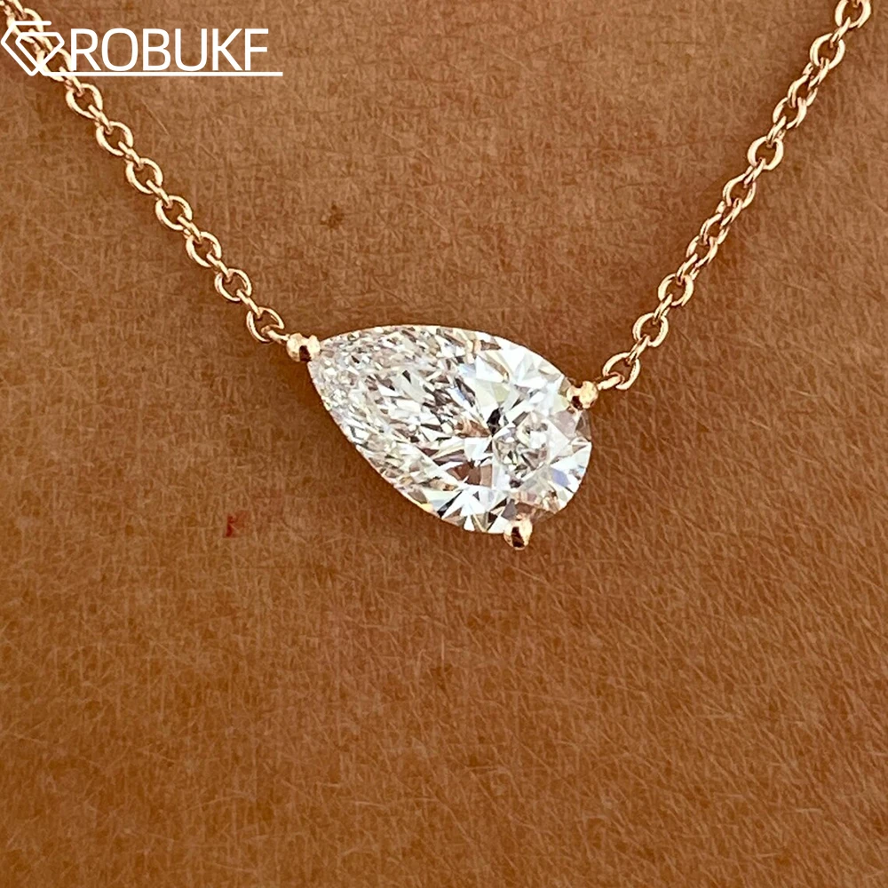 

1-3CT East West Pear Cut Solitaire Diamond Moissanite Pendant Necklace for Women 925 Sterling Silver Waterdrop Wedding Necklaces
