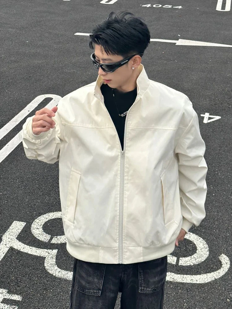 American Style Bomber Flight Jacket Men's High-End Feeling Cool Stand Collar Workwear Outerwear Spring Autumn Three-Proof Sof...