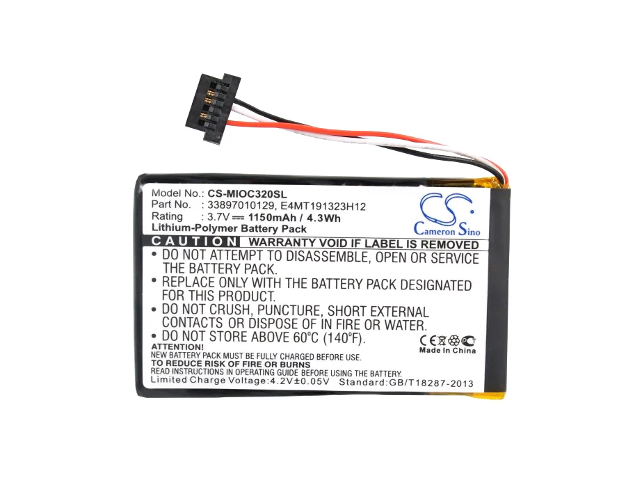 Cameron Sino 1150mAh Battery E4MT191323H12 for Mitac Mio C320, C320B, C323, C520, C520t, C620, C620T, C700, C720, C800, C810