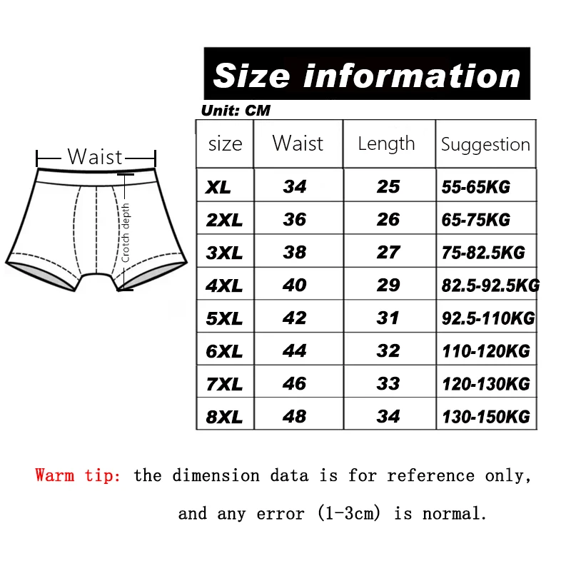 Plus 8XL 7XL 6XL 150KG 4Pcs Men's Underwear Hombre Panties Boxershorts Underwear Sexy Underwear Solid Color Boxer Shorts