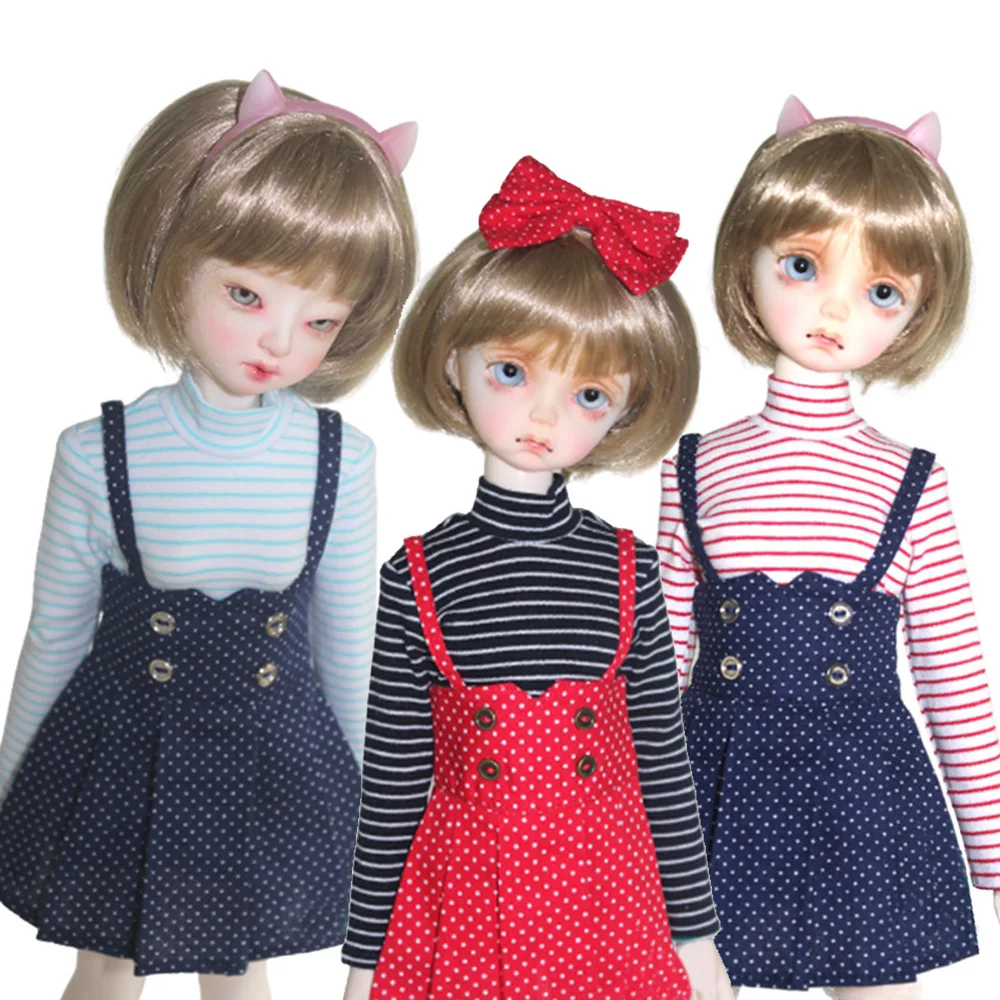 BJD doll clothes 1/3 SD DD Toys Ball Jointed Doll jumper skirt overalls Shirt  heels Lace-up boots