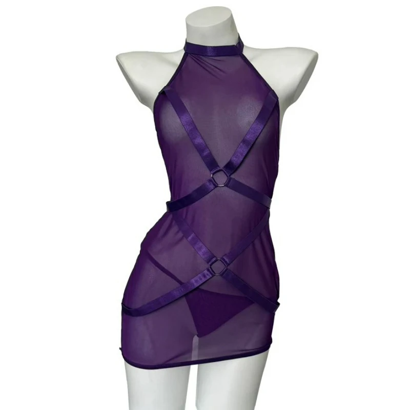 

Transparent Tight Dress Sexy Backless Bandage Bodycon Women Mini Dresses Mesh Exotic Lingerie Nightclub Party Wear Outfits