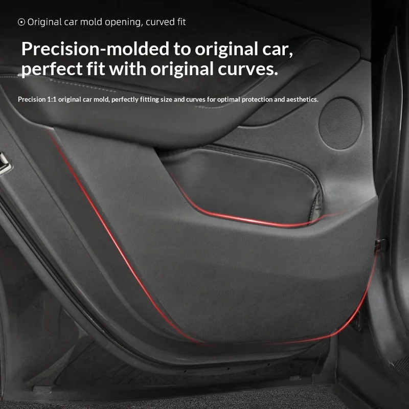 HOMEFISH For Car Door Anti Kick Pad Leather Sticker Trim Kit For Tesla Model Y Juniper Side Door Protector Interior Decoration image 2