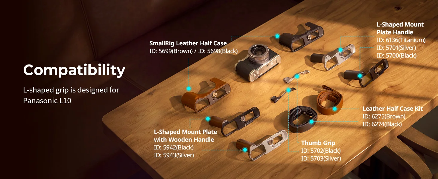 SmallRig L-förmiger Haltegriff für Panasonic LUMIX L10, integrierter Silikongriff mit Arca-Swiss Schnellwechselplatte für Stativ – Detail 4