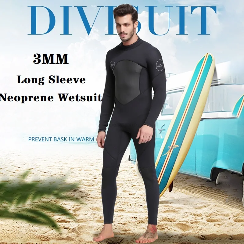 

3MM Neoprene Wetsuit Men Keep Warm Swimming Scuba Diving Bathing Suit Long Sleeve Triathlon Wetsuit for Sports Surf Snorkeling